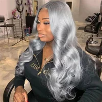 New Product Customize Hot Sale Silver Grey 2026 13x4 Colored Preplucked Lace Front Wig Body Wave 180% Density Women Cosplay