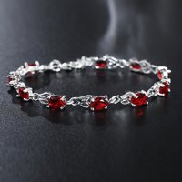 925 Sterling silver Bracelets for women Wild red crystal chain fashion lady Wedding party Christmas gifts Jewelry