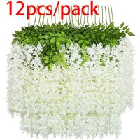 12pcs Wisteria Flowers String Hanging Garland Outdoor Wedding Garden Arch Decor Home Party Decoration Artificial Flower