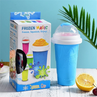 Homemade Smoothie Cup Quick Frozen Squeeze Slushie Cup Summer DIY Iced Juice Milkshake Ice Cream Bottle Reusable Freezer Cup