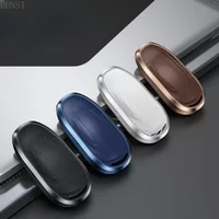 Aluminum Alloy Leather Car Remote Key Case Cover Shell Fob For Tesla Model 3 Model S Model Y Smart Key Protecto Accessories