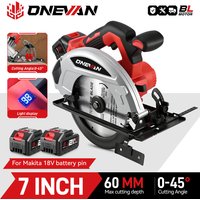 ONEVAN 7 Zoll 185 mm bürstenlose elektrische Kreissäge 11000 U/min LED kabelloser effizienter Holzbearbeitungsschneider für Makita 18 V Batteriestift