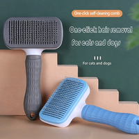 Pet One Button Self Cleaning Slicker Brush Automatic Hair Remover Comb Dog Cat Massage Needle Comb For Pet Beauty Care Supplies