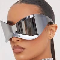 Oversized Rimless Mask Sunglasses Women Y2K Punk Sport Wrap Around Sun Glasses for Men Fashion Futuristic Shield Cycling Eyewear