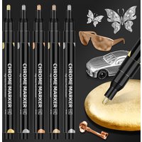 1/5/20pcs Chrome Pen Marker Mirror Waterproof DIY Reflective Paint Repair for Rock Ceramic Glass Metallic Gold/Silver 5 Colors