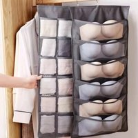 Non-Woven Double-Sided Underwear Storage Bag Wardrobe Hanging Bag Folding Clothing Organizer Transparent Socks Bra Storage Bags