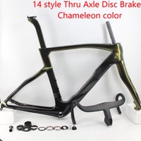 AliExpress NONE New chameleon color 700C Fully concealed cable Road Bike 1K Full Carbon Fibre Thru Axle Disc Brake Bicycle Frame Handlebar Fork