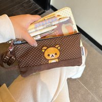 Rilakkuma Pencil Pouch Original Embroidery Large Capacity Storage Bag Ins Style Kawaii Student Stationery Bag Girls Gift