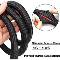 2/10m Czarna Oplotka Samozaciskowa z PET, Średnica 3mm ~ 50mm, Odporna na Zużycie, Izolowana Osłona Kablowa, Organizer Kabli, Płaszcz do Zarządzania Przewodami