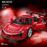 4260 Teile 1:8 Maßstab SF90 Roter Supersportwagen Baustein-Set Technik Rennfahrzeug-Modellbausatz mit Motor-Interieur High-Tech-Montage-Spielzeug für Jungen, Kinder und Erwachsene