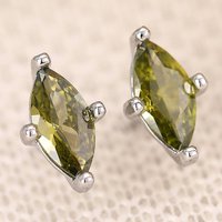 Huitan Marquise Cut Shiny Green CZ Women Stud Earrings for Wedding Party Fashion Accessories Versatile Elegant Jewelry for Daily