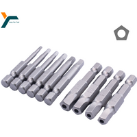 10Pcs Pentagonal Screwdriver Bit With Hole 1/4'' Hex 50mm Wrench Magnetic Socket Electric Wind Drill Head H 2.15 3.15 6.35 7.55