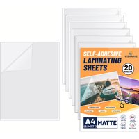 20 Sheets- A4 Matte Clear Holographic Sticker Paper -8.3x11.7 Inch Clear Overlay Cold Laminating Film Self Adhesive Vinyl Sheets