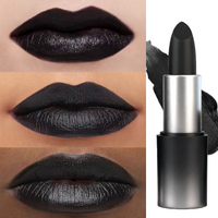 1PC Halloween Black Lipstick, Matte Lipstick, Moisturizing, Waterproof And Long-Lasting, Suitable For Vampire And Gothic Makeup