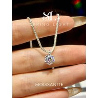 1ct Moissanite Diamond Cross Pendants Necklace for Women 925 Sterling Silver Christian Neck Chain Jewelry