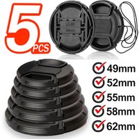5-1Pcs Universal Camera Lens Cap with Hanging Strap for Canon Nikon Sony Fuji Olympus DSLR Camera Lenses Cover 49/52/55/58/62mm