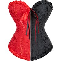 Corsets Bustiers Sexy Top Blouse with Zipper Red and Black Corset Costume Halloween Plus Size Floral Vintage Gothic Corsetto