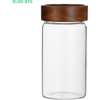 Hot!Coffee Beans Sealed Tank Transparent Glass Container With Wood Lid Food Storage Jars Candy Dried Jars Household Organizer