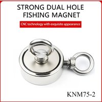 D75-2 Double Hole Double Sided Supper Strong Pot Fishing Magnet D75-2 Salvage Fishing Magnets Permanent Powerful Magnetic Magnet