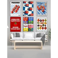 Tomato poster, canned tomatoes, Campbell's tomato soup, tomato knowledge, tomato sauce, food art, warm cooking home decor