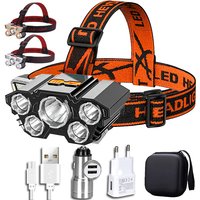 USB Rechargeable Led Five-Head Headlamp Super Bright 18650 Built-in Battery Headlight Portable Head Flashlight Fishing Lantern