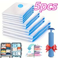 5PCS Vacuum Storage Bags for Clothes,Bedding,Space Saving Bags Storage Vacuum Seal Packet,Folding Compressed Organizer Bag
