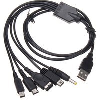 5 in 1 USB Charging Cable For NEW 3DS XL NDS Lite NDSI LL WII U Charger For GBA For PSP 1000/ 2000 3000 Gaming Cable