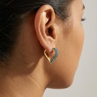 Trendy Pink White Green Biue Zircon Heart-Shape Hoop Earrings for Women 18K Gold Color Huggie Ear Buckle Fashion Jewelry Gift