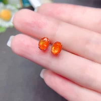 Orange Fire Opal Rare Earrings Sterling Silver 925 Natural Untreated Earth Mined AAA VVS Opal Earrings