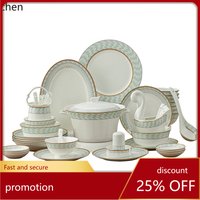 YFY Ceramic Dinnerware Set for Home Use, Fresh and Simple Bone Porcelain Tableware and Chopsticks Set