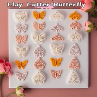 Butterfly Clay Cutter Set - Intricately Designed, Boho Style, Hollow Earring Cutters with Delicate Bow Detail for Jewelry Making