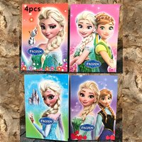 4Pcs Disney Frozen Elsa Anna Princess Notebook Set, Cute Cartoon Notepad, Portable Journal Diary for Kids Girls