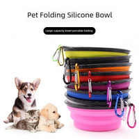 Folding Portable Silicone Dog Feeder Bowl 2 In 1 Pet Dispenser Outdoor Travel Dog Cat with Carabiner Bottle Food Water Container