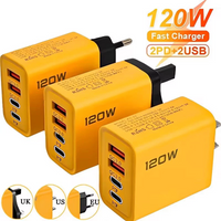 4 Port USB PD Charger 120W Type C Quick Charge Mobile Phone Charger Adapter For iPhone Samsung Xiaomi EU/US/UK Plug Wall Charger