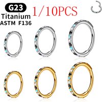 1/10PCS ASTM F136 Titanium Septum Clicker Round Nose Rings 20G CZ Tragus Helix Cartilage Daith Hoop Earring Ear Piercing Jewelry
