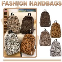 Corduroy Leopard Backpack Teenagers Bag Multi Pockets Casual Laptop Backpack Stylish Shoulder Backpack Travel Rucksack