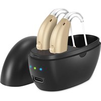 Hearing aid, rechargeable for seniors, noise reduction, 5-level volume adjustment, clear sound, with charging case