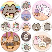 Cartoon P-Push-eens Cat Badges Round Badge Tinplate Coin Brooch Clothing Backpack Accessories Lapel Pin