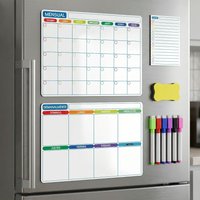 3-Piece set of magnets for refrigerator finishing plan, with 6 pens and blackboard eraser (random accessory)