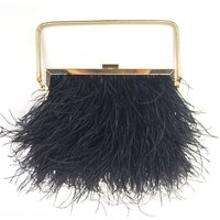 Black New Fashion Design Luxury Fashion Real Carry an ostrich fur Clip bag 2026 Autumn/Winter