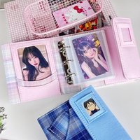 A8 3Holes Candy Plaid Pink Blue Photo Card Binder Large Capacity Idol Photocard Album Photocards Collect Book