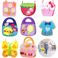 8Pcs/set Child Puzzle Simulation Sew Set DIY Felt Bag Set Kid Education Toy Craft Set Safe Needle Thread Felt Bag Boy Girl Gift