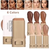 Skin Tint Foundation Stick 6 Colors Serum Boosted Silky Texture Moisturizing Coverage Concealer Base Face Contour Stick Makeup
