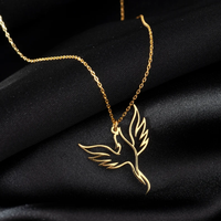 Stainless Steel Hollow Phoenix Necklaces & Pendants Gold Plated Sacred Bird Necklace For Women Jewelry Gifts