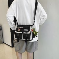 Large Capacity Men Crossbody Bag Japanese Style Square Casual Messenger Bag Harajuku with Badges Single Shoulder Bag Outdoor