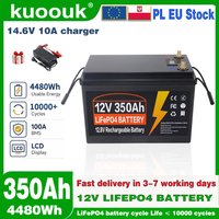 12V 350Ah LiFePO4 Batterie mit eingebauten 4 Stück Grade-A-Zellen, 100A BMS für Autos/Wohnmobile/Vans/Camping/Haushaltsenergiespeicher/Solarenergie, EU-Lagerbestand