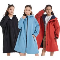 Mutao Waterproof & Windproof Surf Poncho, Long Sleeve Outdoor Warm Changing Robe With Hood, Perfect For Swimming Surfing Diving