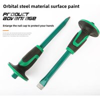 Tungsten Steel Alloy Steel Mason Chisel with Protective Hand Flat Head Pointed Head Super Hard Flat Chisel Stone Breaking Tool