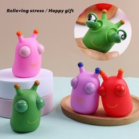 1-2-5PCS Novelty Green Worm Squeeze Toys Eye Fidget Sensory Stress Relief Toys for Kids &Adults Birthday Party Fidget Toys Gifts