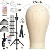 21-24 Inch Canvas Wig Head Stand Mannequin for Hairstyling Display And Making Wig Support Holder